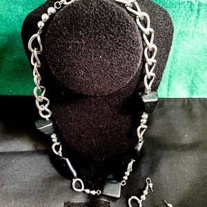 Silver and black chain, handmade